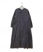 SOILソイル）の古着「ウールリネンストライプワンピース」｜ブラック