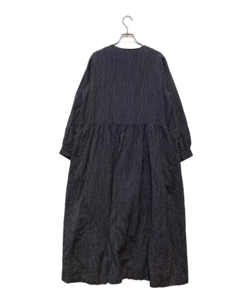 SOIL（ソイル）SOIL (ソイル) ウールリネンストライプワンピース ブラック サイズ:2の古着・服飾アイテム