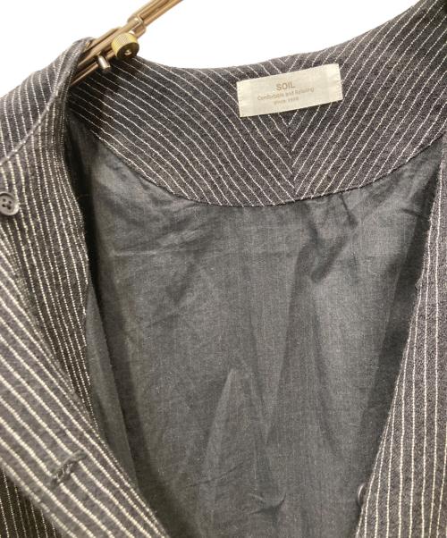 SOIL（ソイル）SOIL (ソイル) ウールリネンストライプワンピース ブラック サイズ:2の古着・服飾アイテム