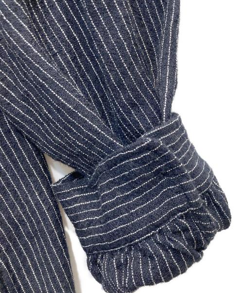 SOIL（ソイル）SOIL (ソイル) ウールリネンストライプワンピース ブラック サイズ:2の古着・服飾アイテム