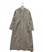 nest Robeネストローブ）の古着「リネンノーカラーワンピース」｜ベージュ