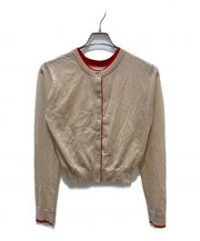 CLANE（クラネ）の古着「ダブルフェイスバイカラーシアーカーディガン」｜ベージュ