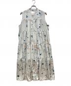 mariaマリア）の古着「花柄ノースリーブワンピース」｜黄緑