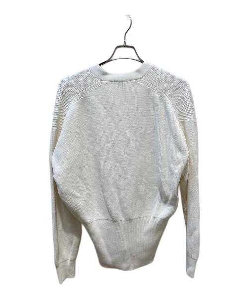 her（ハー）HER (ハー) ウエストマーク片畦カーディガン ホワイト サイズ:Fの古着・服飾アイテム