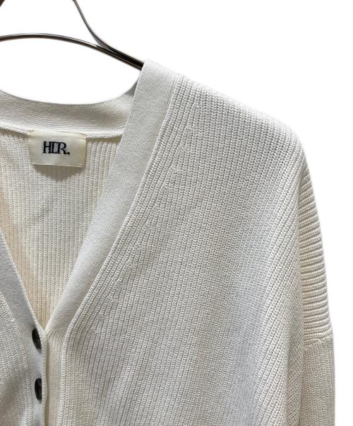 her（ハー）HER (ハー) ウエストマーク片畦カーディガン ホワイト サイズ:Fの古着・服飾アイテム