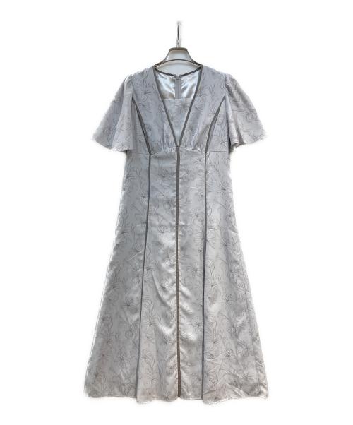 PROPORTION BODY DRESSING（プロポーションボディドレッシング）PROPORTION BODY DRESSING (プロポーションボディドレッシング) 配色ライン花柄ワンピース ライトグレー サイズ:Mの古着・服飾アイテム