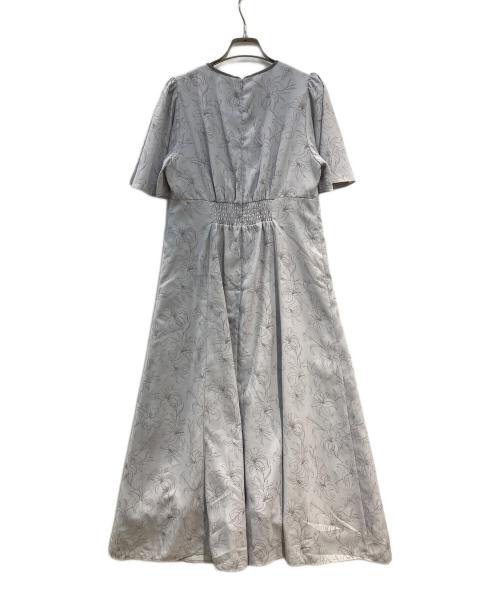 PROPORTION BODY DRESSING（プロポーションボディドレッシング）PROPORTION BODY DRESSING (プロポーションボディドレッシング) 配色ライン花柄ワンピース ライトグレー サイズ:Mの古着・服飾アイテム