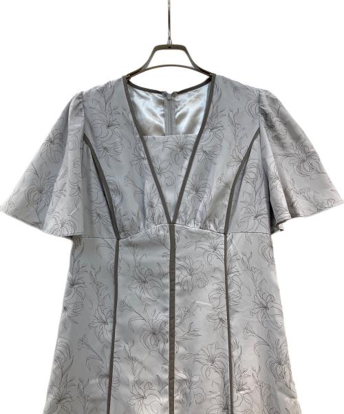 PROPORTION BODY DRESSING（プロポーションボディドレッシング）PROPORTION BODY DRESSING (プロポーションボディドレッシング) 配色ライン花柄ワンピース ライトグレー サイズ:Mの古着・服飾アイテム