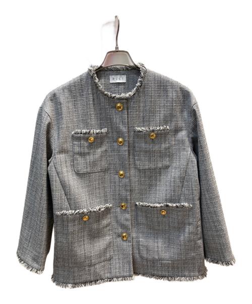 PLST（プラステ）PLST (プラステ) ツイードメタルボタンジャケット ホワイト サイズ:Mの古着・服飾アイテム