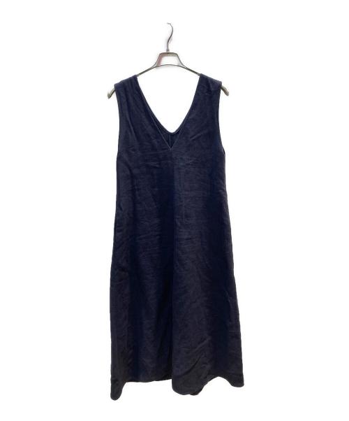 ROPE（ロペ）ROPE (ロペ) 尾州リネン ディープＶネックフレアワンピース グレー サイズ:38の古着・服飾アイテム