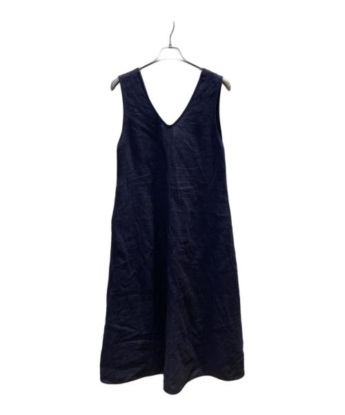 ROPE（ロペ）ROPE (ロペ) 尾州リネン ディープＶネックフレアワンピース グレー サイズ:38の古着・服飾アイテム