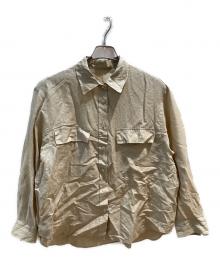 ROPE（ロペ）の古着「ブライトリネン フラップシャツブラウス」｜ベージュ