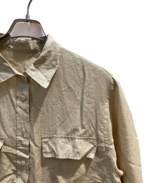 ROPE（ロペ）ROPE (ロペ) ブライトリネン フラップシャツブラウス ベージュ サイズ:Fの古着・服飾アイテム