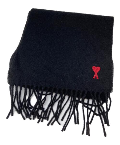 AMI Alexandre Mattiussi（アミアレクサンドルマテュッシ）AMI Alexandre Mattiussi (アミアレクサンドルマテュッシ) スモールロゴワッペンマフラー ブラックの古着・服飾アイテム