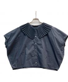 mizuiro-ind（ミズイロインド）の古着「プリーツカラーシャツ」｜ネイビー