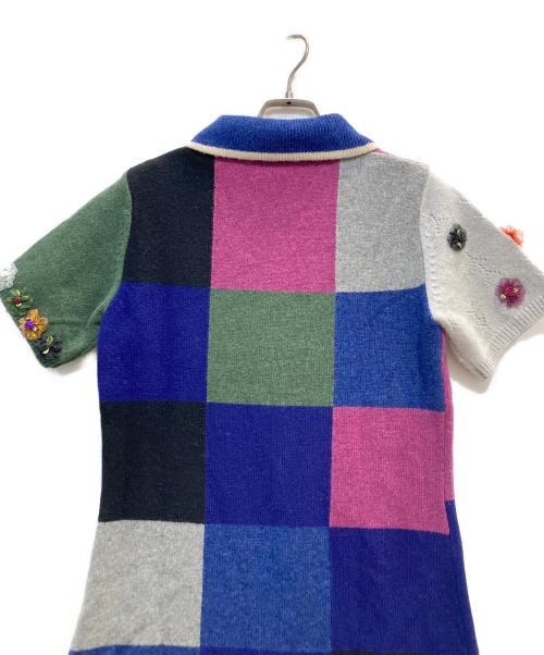 YANYAN（ヤンヤン）yanyan (ヤンヤン) パッチワークニットワンピ ネイビー サイズ:Ｍの古着・服飾アイテム