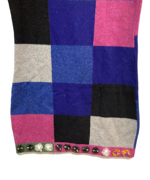 YANYAN（ヤンヤン）yanyan (ヤンヤン) パッチワークニットワンピ ネイビー サイズ:Ｍの古着・服飾アイテム