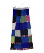 YANYANヤンヤン）の古着「パッチワークニットパンツ」｜ネイビー