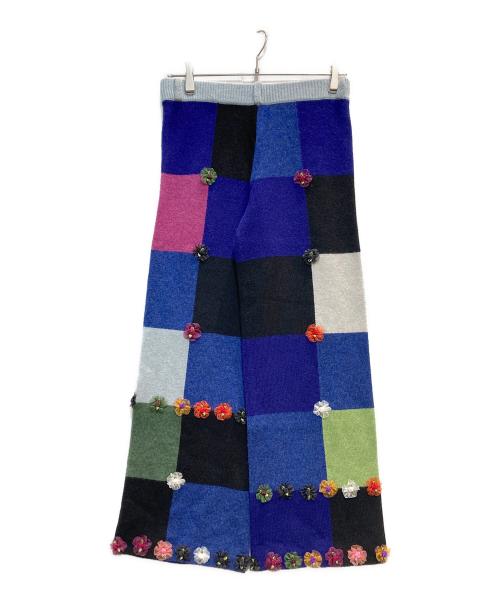 YANYAN（ヤンヤン）yanyan (ヤンヤン) パッチワークニットパンツ ネイビー サイズ:Ｓ 未使用品の古着・服飾アイテム