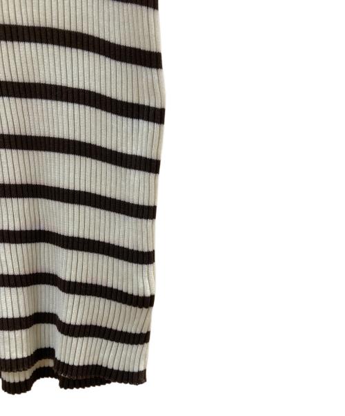 CHANEL（シャネル）CHANEL (シャネル) リブニットボーダーワンピース アイボリー×ブラウン サイズ:44の古着・服飾アイテム