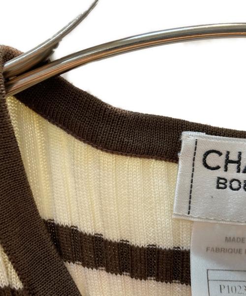 CHANEL（シャネル）CHANEL (シャネル) リブニットボーダーワンピース アイボリー×ブラウン サイズ:44の古着・服飾アイテム