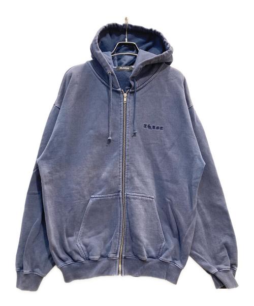 X-LARGE（エクストララージ）X-LARGE (エクストララージ) PIGMENT DYED EMBOSS LOGO ZIP HOODED SWEAT ネイビー サイズ:Ｍの古着・服飾アイテム