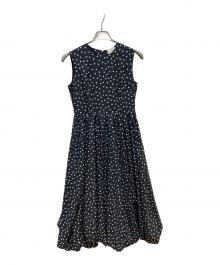 UNITED ARROWS TOKYO（ユナイテッドアローズトウキョウ）の古着「ドット バルーン ロングワンピース」｜ブラック