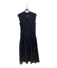 ERADIE（エラディエ）の古着「ドットジャガードテープレースワンピース」｜ブラック