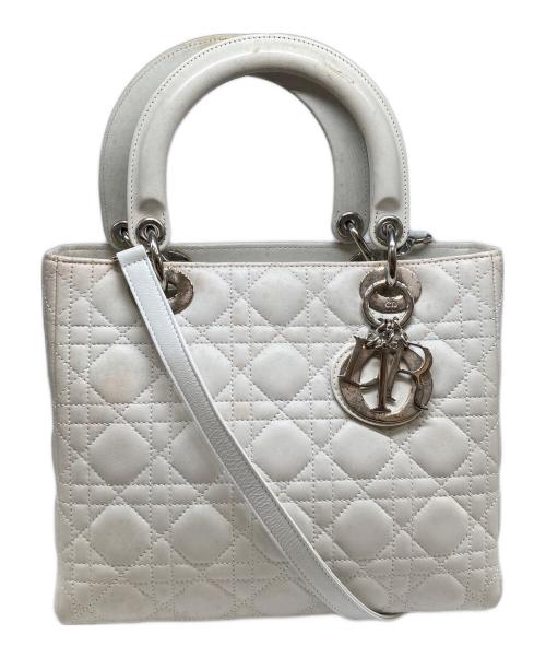 Christian Dior（クリスチャン ディオール）Christian Dior (クリスチャン ディオール) カナージュ 2wayハンドバッグ ホワイトの古着・服飾アイテム