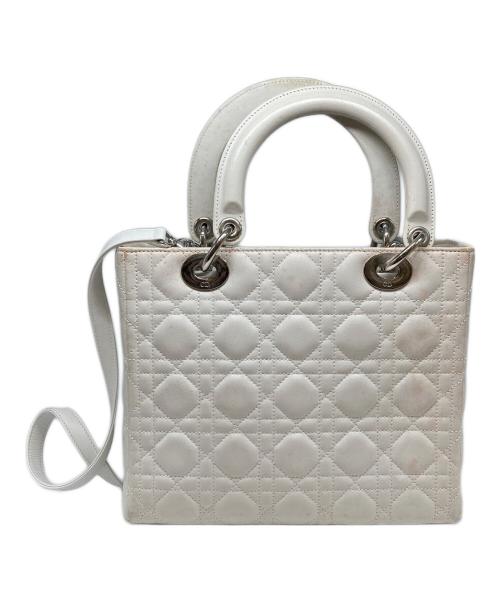 Christian Dior（クリスチャン ディオール）Christian Dior (クリスチャン ディオール) カナージュ 2wayハンドバッグ ホワイトの古着・服飾アイテム