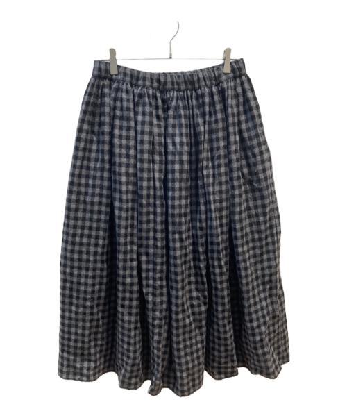maison de soil（メゾンドソイル）maison de soil (メゾンドソイル) ウールチェックスカート グレー サイズ:2の古着・服飾アイテム