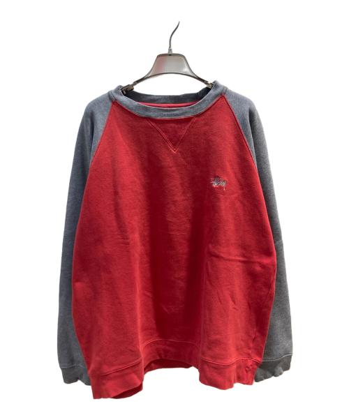 stussy（ステューシー）stussy (ステューシー) ラグランスウェット レッド サイズ:Mの古着・服飾アイテム