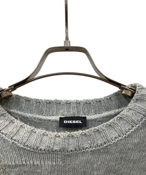 DIESEL（ディーゼル）DIESEL (ディーゼル) アルパカモヘヤ混紡ケーブルパッチニット グレー サイズ:XSの古着・服飾アイテム