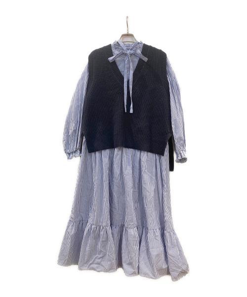 JUSGLITTY（ジャスグリッティー）JUSGLITTY (ジャスグリッティー) ショートベスト×ワンピースSET ブルー×ブラック サイズ:1の古着・服飾アイテム