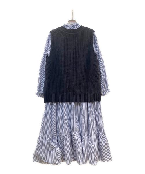 JUSGLITTY（ジャスグリッティー）JUSGLITTY (ジャスグリッティー) ショートベスト×ワンピースSET ブルー×ブラック サイズ:1の古着・服飾アイテム