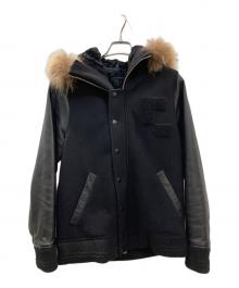 Giacometti（ジャコメッティ）の古着「ラクーンファーレザースリーブスタジャン」｜ブラック