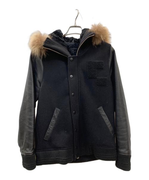 Giacometti（ジャコメッティ）Giacometti (ジャコメッティ) ラクーンファーレザースリーブスタジャン ブラック サイズ:1の古着・服飾アイテム