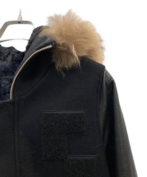 Giacometti（ジャコメッティ）Giacometti (ジャコメッティ) ラクーンファーレザースリーブスタジャン ブラック サイズ:1の古着・服飾アイテム