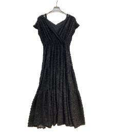 marga（マルガ）の古着「JACQUARD LACE DRESS」｜ブラック