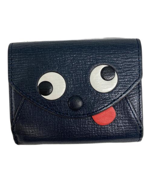 ANYA HINDMARCH（アニヤ・ハインドマーチ）ANYA HINDMARCH (アニヤ・ハインドマーチ) ザニ―財布 ネイビーの古着・服飾アイテム