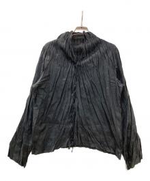 PLEATS PLEASE（プリーツプリーズ）の古着「ランダムプリーツブラウス」｜ブラック