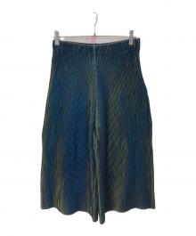 me ISSEY MIYAKE（ミーイッセイ ミヤケ）の古着「プリーツニットパンツ」｜ブラック×ブルー