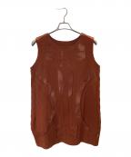 me ISSEY MIYAKEミーイッセイ ミヤケ）の古着「プリーツパンチングワンピース」｜ブラウン