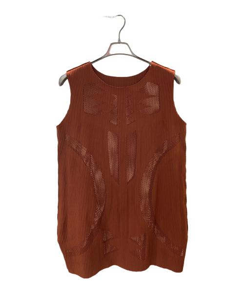 me ISSEY MIYAKE（ミーイッセイ ミヤケ）me ISSEY MIYAKE (ミーイッセイ ミヤケ) プリーツパンチングワンピース ブラウン サイズ:-の古着・服飾アイテム