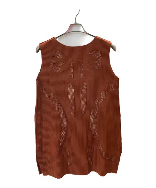 me ISSEY MIYAKE（ミーイッセイ ミヤケ）me ISSEY MIYAKE (ミーイッセイ ミヤケ) プリーツパンチングワンピース ブラウン サイズ:-の古着・服飾アイテム