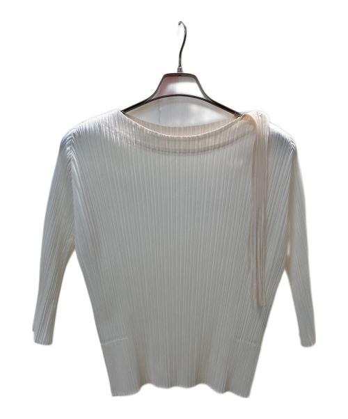 PLEATS PLEASE（プリーツプリーズ）PLEATS PLEASE (プリーツプリーズ) フリンジデザインプリーツブラウス ホワイト サイズ:4の古着・服飾アイテム