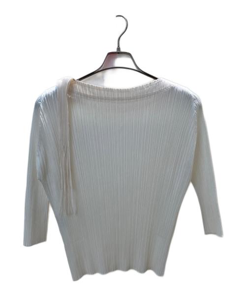 PLEATS PLEASE（プリーツプリーズ）PLEATS PLEASE (プリーツプリーズ) フリンジデザインプリーツブラウス ホワイト サイズ:4の古着・服飾アイテム