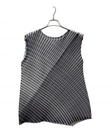 PLEATS PLEASE（プリーツプリーズ）の古着「ジオメトリック転写プリーツワンピース」｜グレー