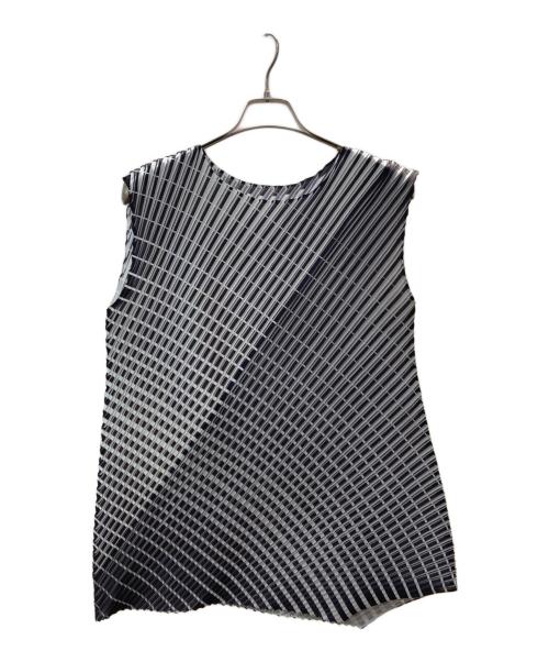 PLEATS PLEASE（プリーツプリーズ）PLEATS PLEASE (プリーツプリーズ) ジオメトリック転写プリーツワンピース グレー サイズ:3の古着・服飾アイテム