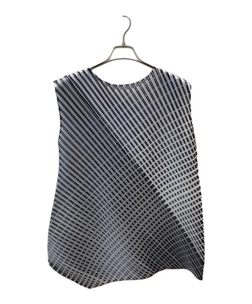PLEATS PLEASE（プリーツプリーズ）PLEATS PLEASE (プリーツプリーズ) ジオメトリック転写プリーツワンピース グレー サイズ:3の古着・服飾アイテム